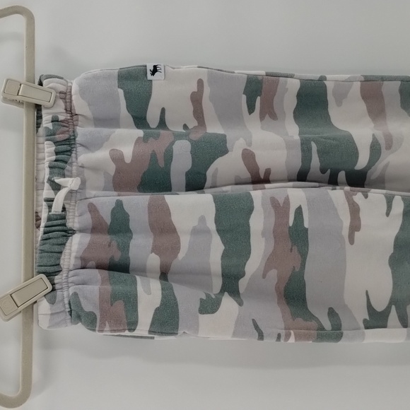 Abercrombie kids jogger sweatpants size 7 8 green gray camo unisex drawstring - Picture 2 of 7
